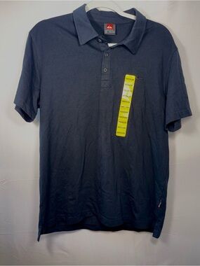 Quiksilver NWT Men’s Black Button Polo Logo Short Sleeve Shirt Size Medium